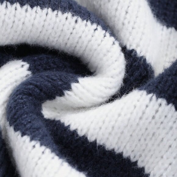 Royal Blue Casual Women's Loose Striped Knit Sweater - Picture 8 of 8